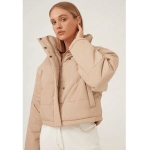 THE FIFTH LABEL Designer Beige Puffer Jacket Women’s Sz S Coat Trendy Fit
